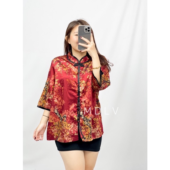 MDLV ~ 0108# CNY Wealthy Cheongsam Blouse Silk Satin Import