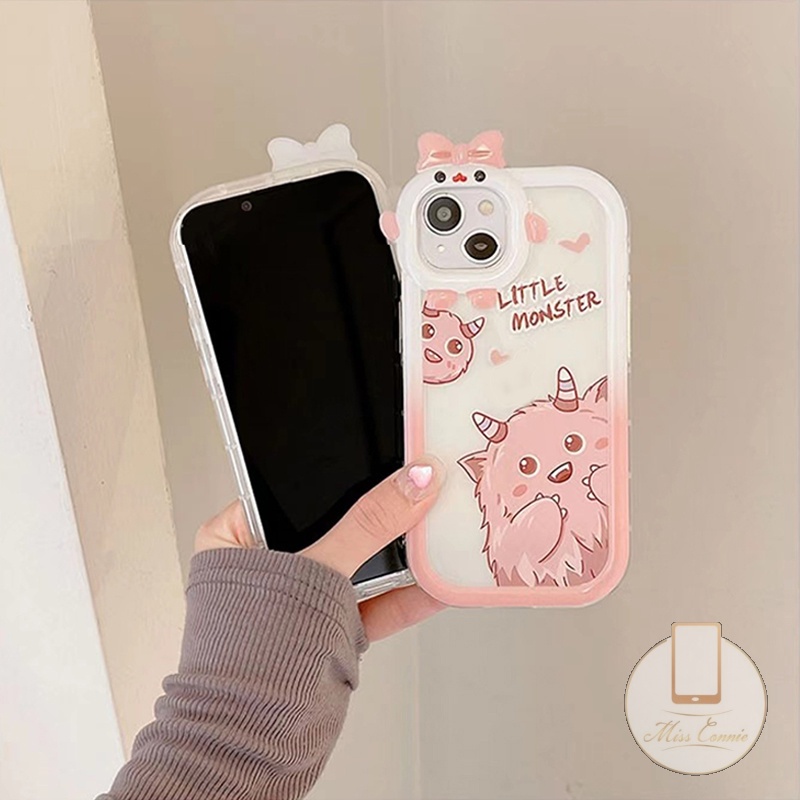 Casing Dinosaurus Monster Kecil Redmi 9T 10pcs 9 A1 A1+ 10A 9A 10C 9C 9C NFC Note11 11Pro+10 9 8 PO CO M3 Pro 3D Bow Monster Lens Soft TPU Shockproof Glossy Anti Pecah Phone Cover