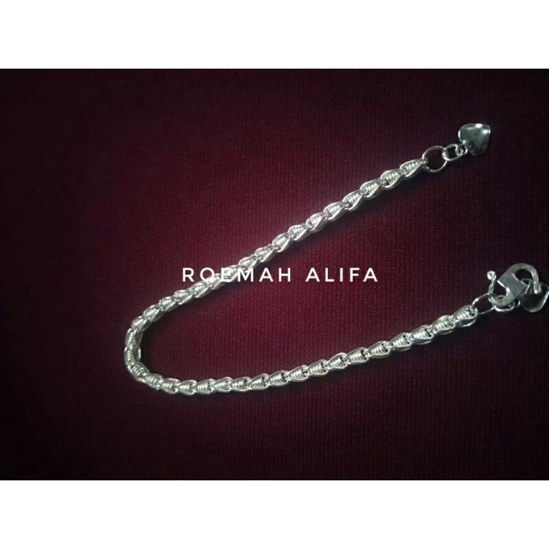 Gelang perak padi lilit perak asli cod