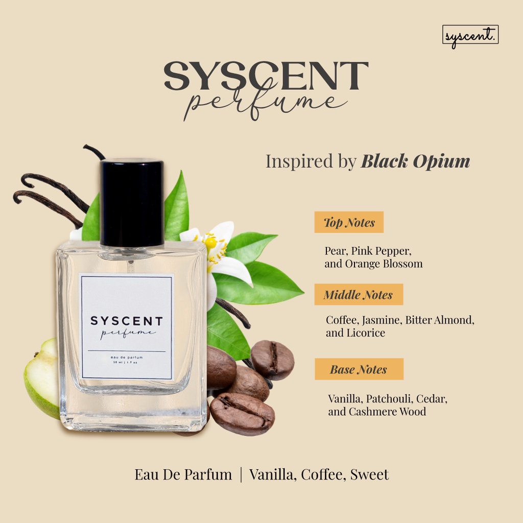 SYSCENT PERFUME Inspired Black Opium (Parfum Wanita/ Parfum Pria / Parfum Unisex)