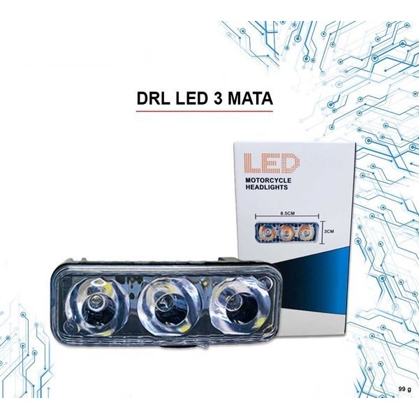 Lampu DRL LED Mobil Motor 3 Mata Flash / Lampu LED DRL 3 Mata Kedip