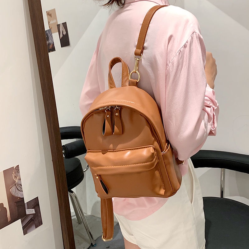 ❣▽Ransel Wanita Musim Panas Kulit Lembut Fashion Ransel Kecil Versi Korea dari Departemen Sen Sederhana Gaya Asing Semua Pertandingan Tas Travel Siswa Tas Sekolah Kecil