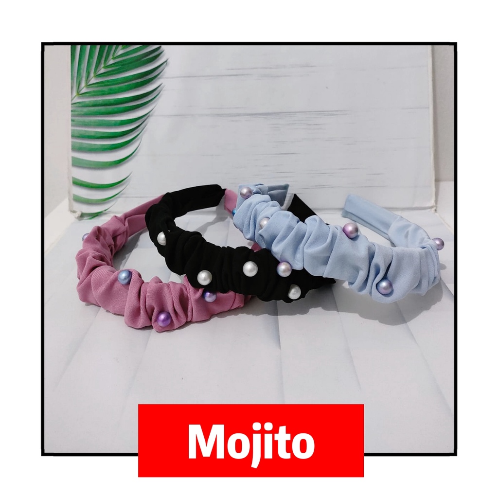 Bando Kerut Mutiara / Bando Mutiara Kerut / Bando Nagita Mutiara / Bando Korea Mutiara / Bando Scrun