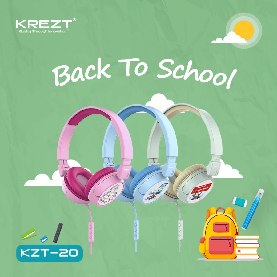 KIDS HEADPHONE KREZT KZT20 - HEADSET ANAK - HEADPHONE ANAK