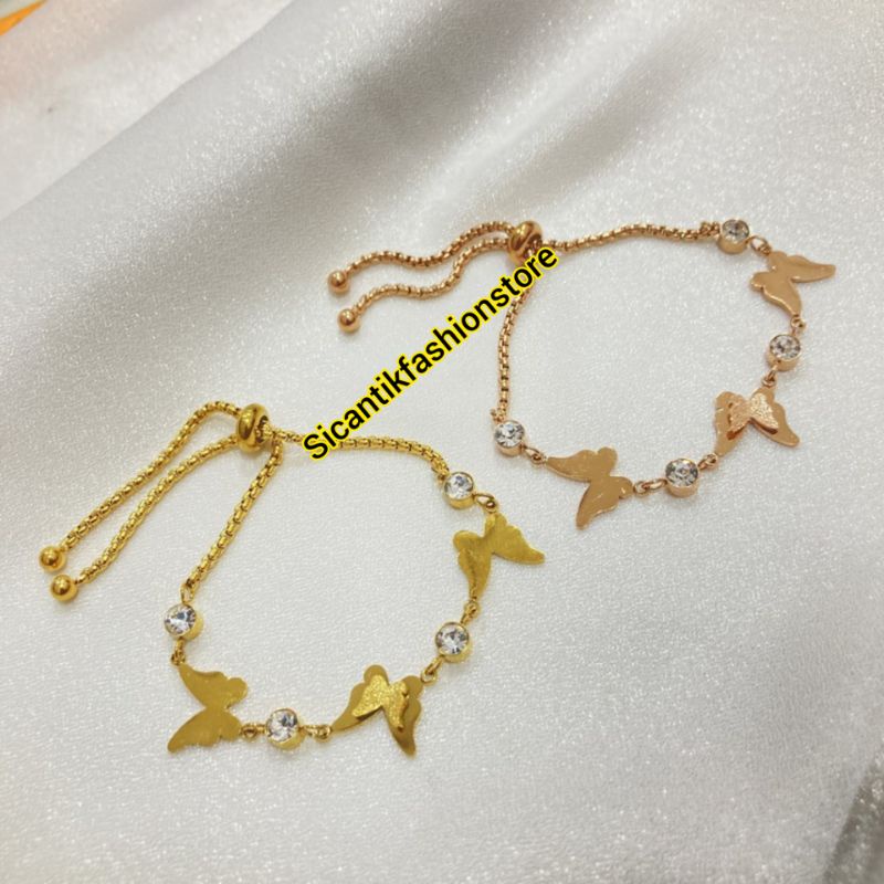 PERHIASAN WANITA GELANG TITANIUM KUPU KUPU SERUT ASLI TITANIUM ANTI KARAT SELAMANYA GELANG SERUT KUPU KUPU TERBARU TERLARIS FASHION STYLE WANITA KOREA