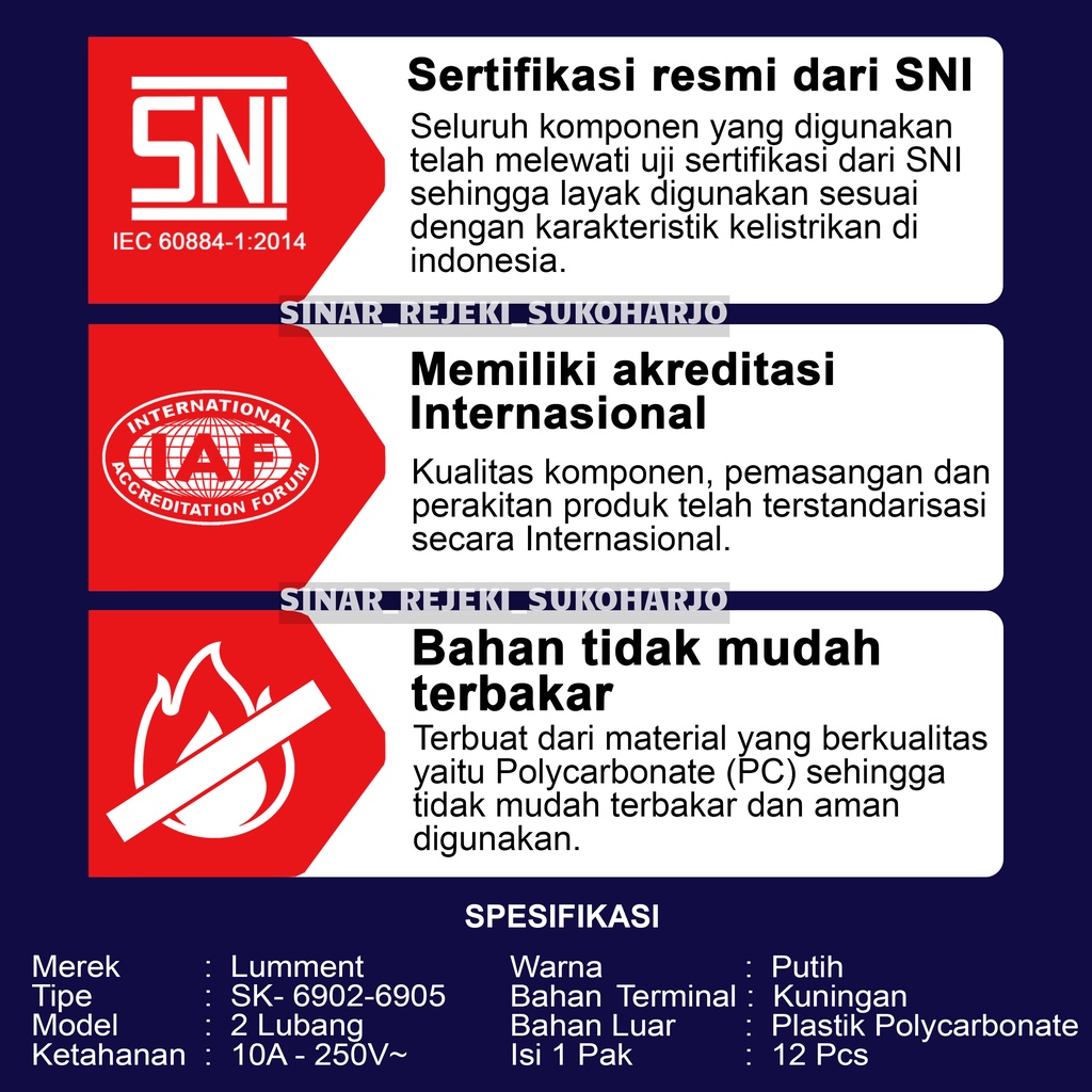 Lumment Stop Kontak Arde SNI Kualitas Bagus Tanpa Kabel Lubang 5, 4, 3, 2 Stopkontak Terminal Listrik Colokan Listrik