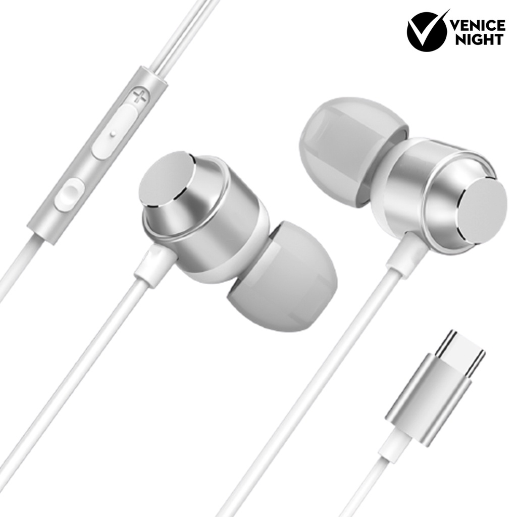 (VNEP) (Berkabel) Type-c Interface ic Inhalation Ear-type Headphones Earbud dengan Mic