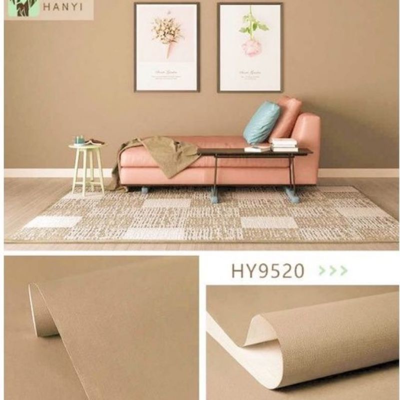 Wallpaper Stiker Dinding Polos Warna Coklat Muda Mewah Elegan Premium Modern