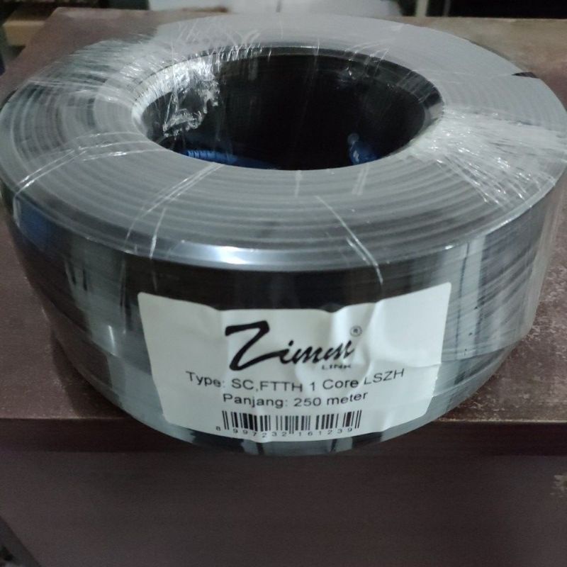 ZIMMLink , Kabel FO Precon 250 meter Dropcore 1 Core 3seling kawat  Fiber Optik FTTH CATV