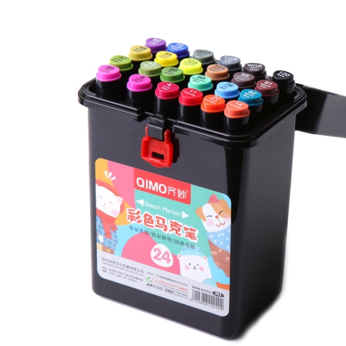 

[COD AKTIF] QIMO Children Art Graffiti Double-Headed Marker Pen Set 24 Colour