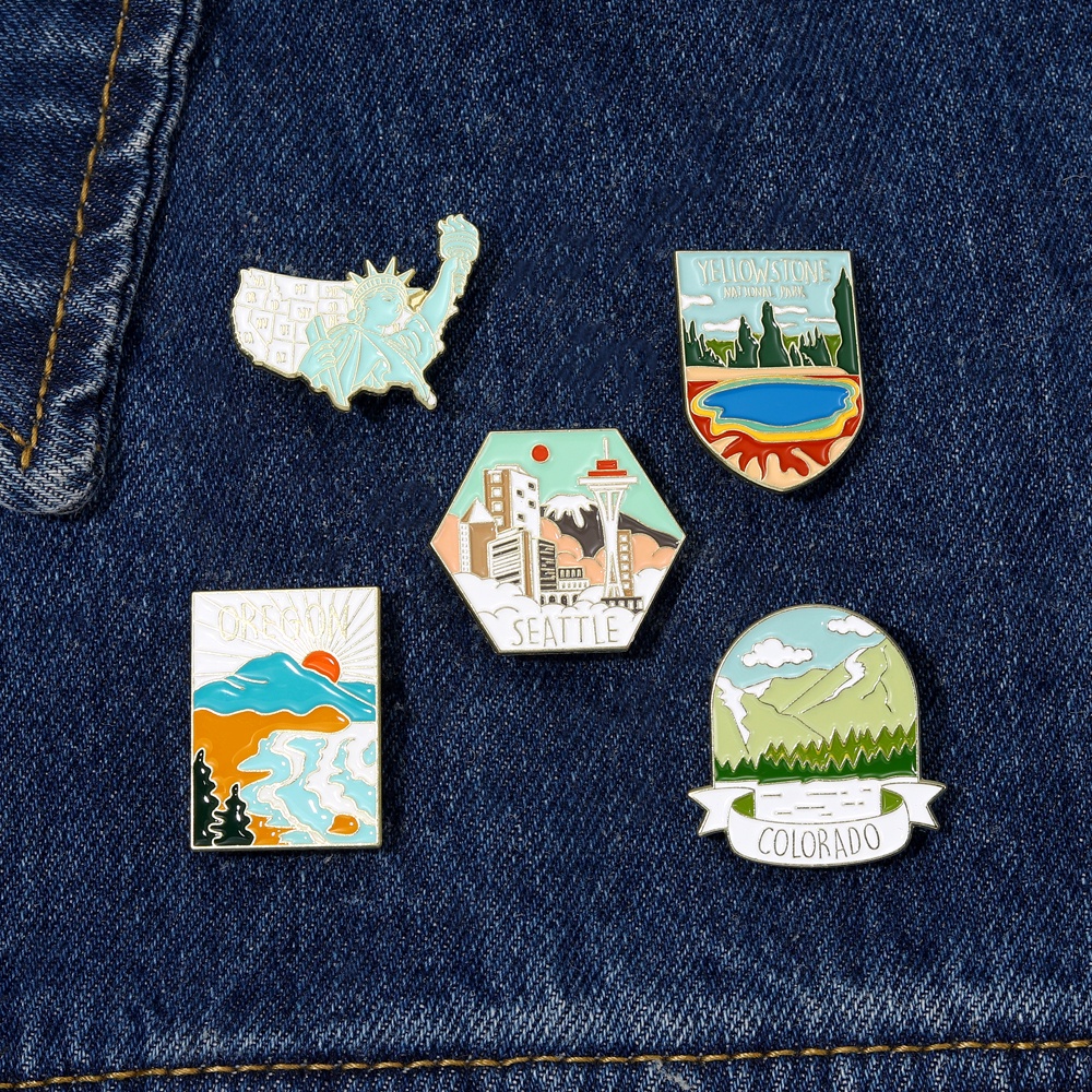 Bros Pin Enamel Desain Kartun Sungai Gunung Untuk Anak