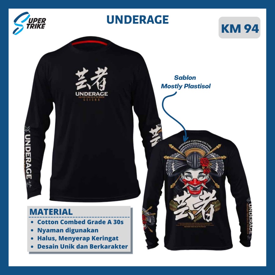 Kaos Touring Pria Underage Original Lengan Panjang KM94