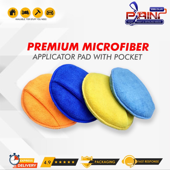 Microfiber Applicator Waxing Pad, busa aplikator poles wax mobil motor