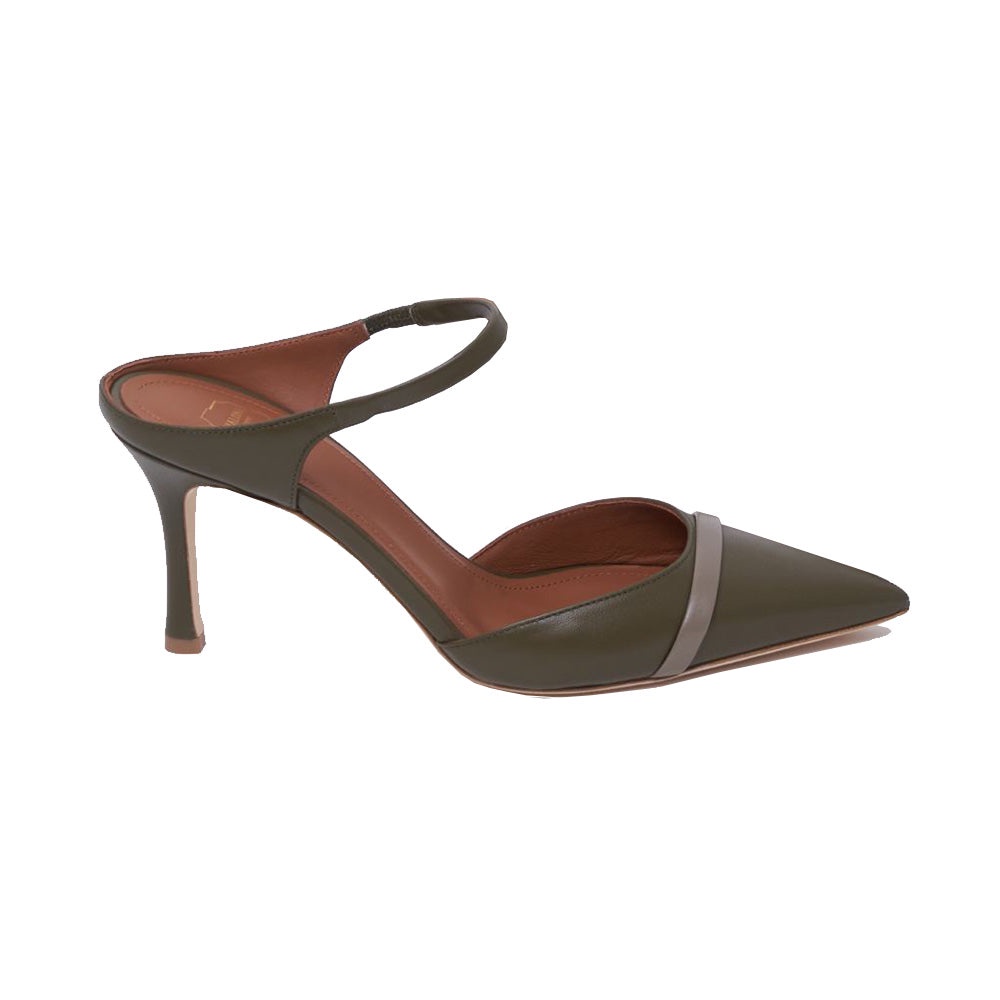 Malone Souliers Uma 80 Mules Heels Ankle Strap Truffle/Khaki