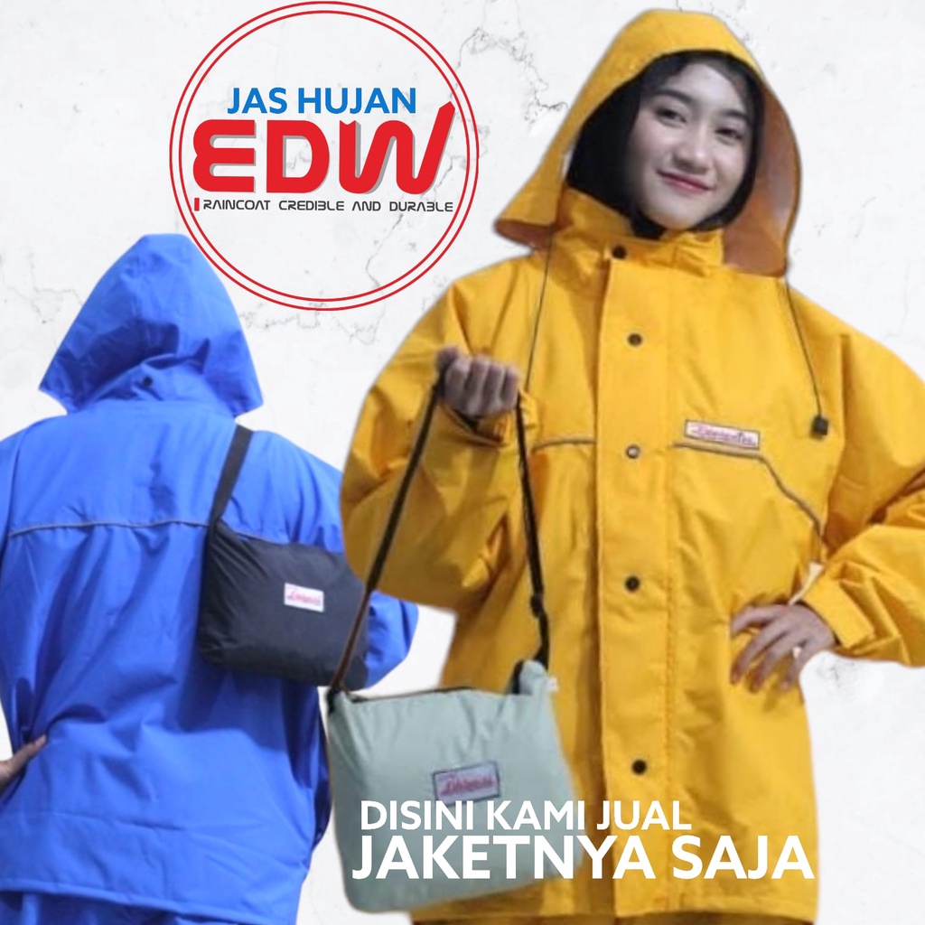 Jaket Baju Jas Hujan Edelweiss EDW Bahan Taslan Balon Waterproof Jaketnya Saja