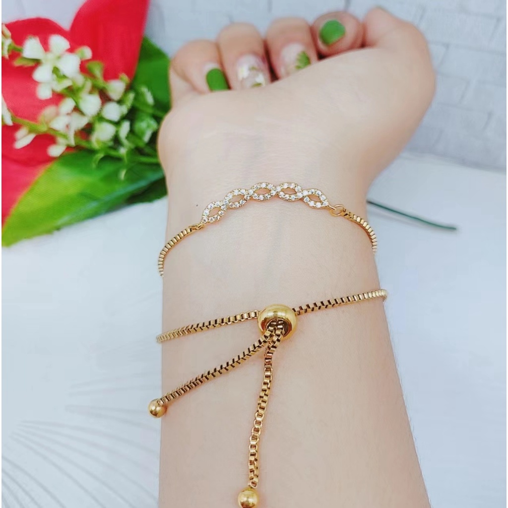 Set Titanium Kalung Dan Gelang Permata Perhiasan Fashion W126