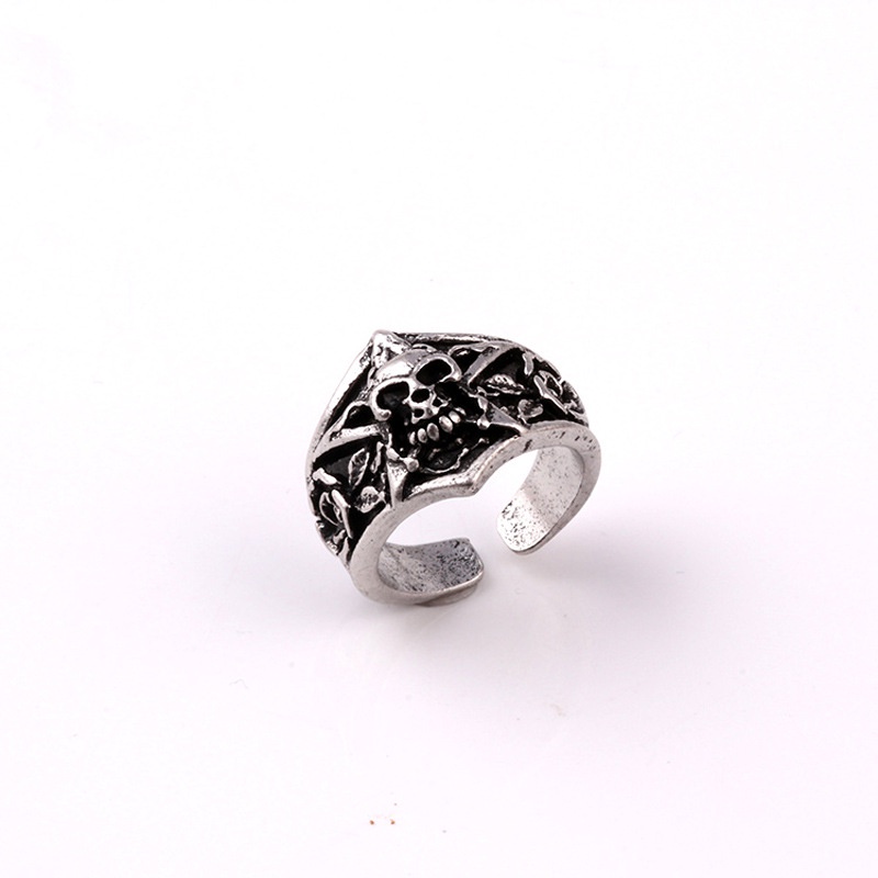 Cincin Bahan Alloy Motif Tengkorak Gaya vintage Untuk Pria