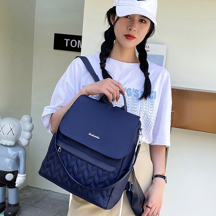 TAS RANSEL WANITA BACKPACK IMPORT ANTI AIR NAVY HAROGA PREMIUM PUNGGUNG GENDONG SEKOLAH REMAJA KULIAH KERJA FASHION KEKINIAN KOREA TA693N1 BRANDED BATAM