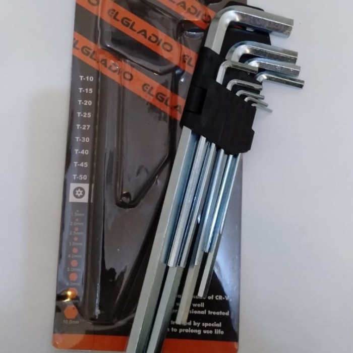 (NO BRAND) kunci L set HEX PANJANG 9pcs hex key long set ORIGINAL