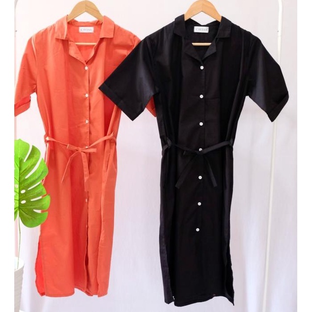DRESS BUSUI BUMIL FRIENDLY CASUAL PREMIUM DRESS POLOS MIDI DRESS - Hitam