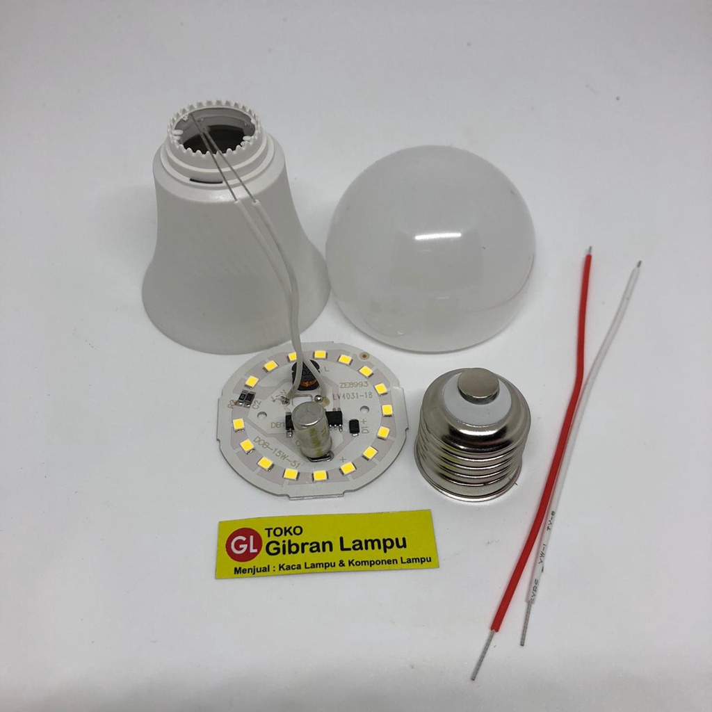 Paket Lampu LED 15 Watt Rakitan Polos - Rakit Satu Set Lampu LED Tanpa Merk - Komponen Merakit LED 15w