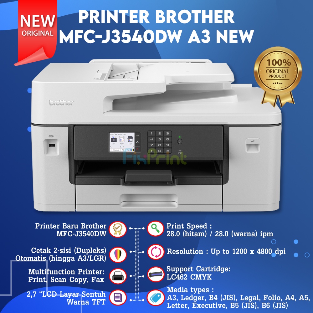 Printer MFCJ3540DW Duplex Wireless Print Scan Copy Fax WIFI A3 Printer