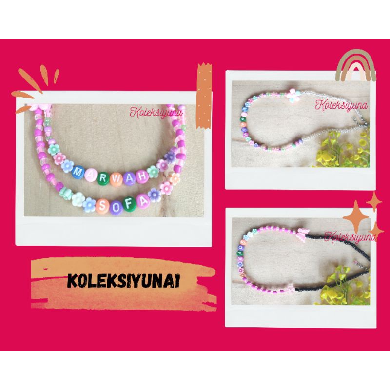 Kalung Manik Nama Anak Kombinasi Warna/Aksesoris Cantik Anak Cewek