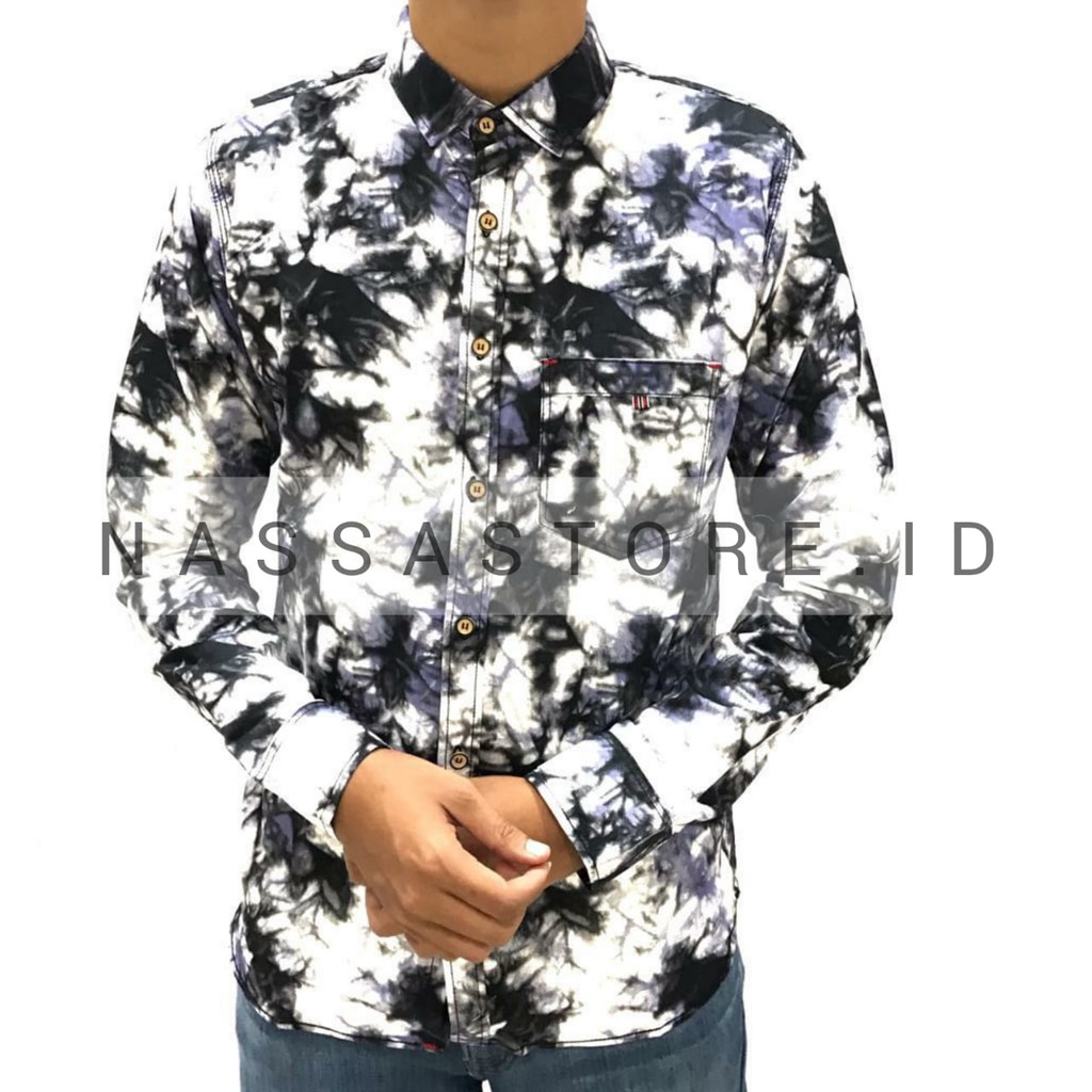 Kemeja Fashion Pria / Pakaian Pria Lengan Panjang (SlimFit) Motif Tie-dye