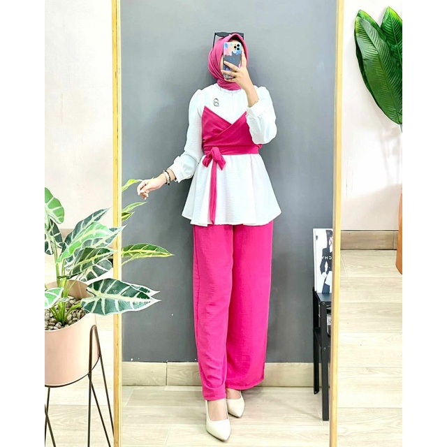 Tiara Set, SETELAN WANITA MODIS CANTIK FIT XXL LD 110 BAHAN CRINCLE AIRFLOW IMPORT TERMURAH OOTD KEKINIAN