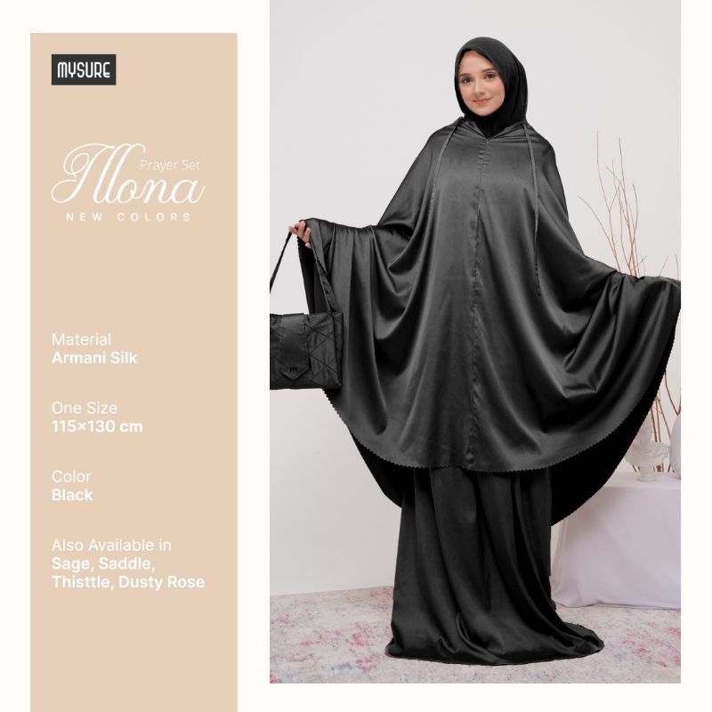 Mukena Polos My sure Dewasa Jumbo Premium Ponco Renda Cantik Murah Original Stelan Parasut Satin Mew