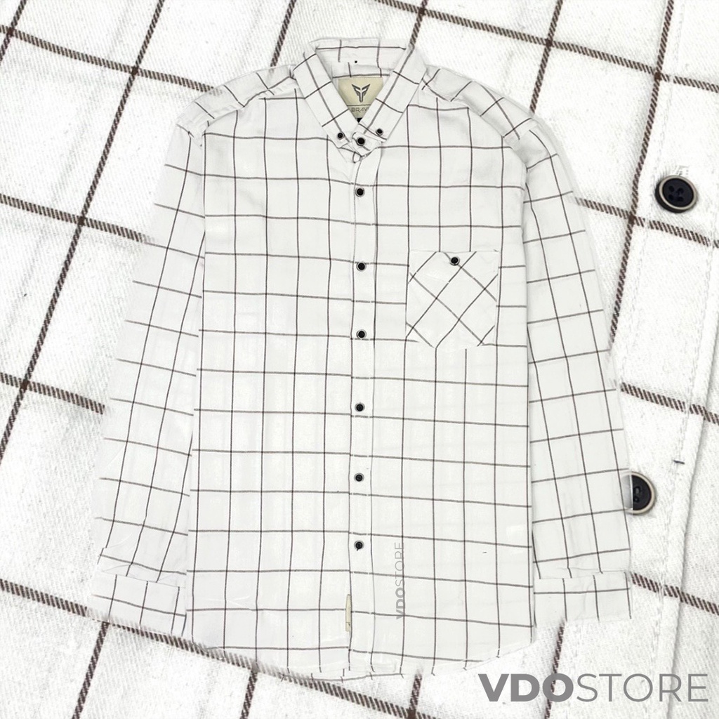 KEMEJA FLANEL PRIA 34 WHITE AND CHOCO CASUAL - M L XL - KEMEJA LENGAN PANJANG VDOSTORE DEWASA BAJU FLANNEL TANGAN PANJANG HITAM NAVY ABU MOTIF KEMEJA COWOK MURAH DEWASA SANTAI TEBAL KUALITAS IMPORT BAJU CATUR PANEL FANEL