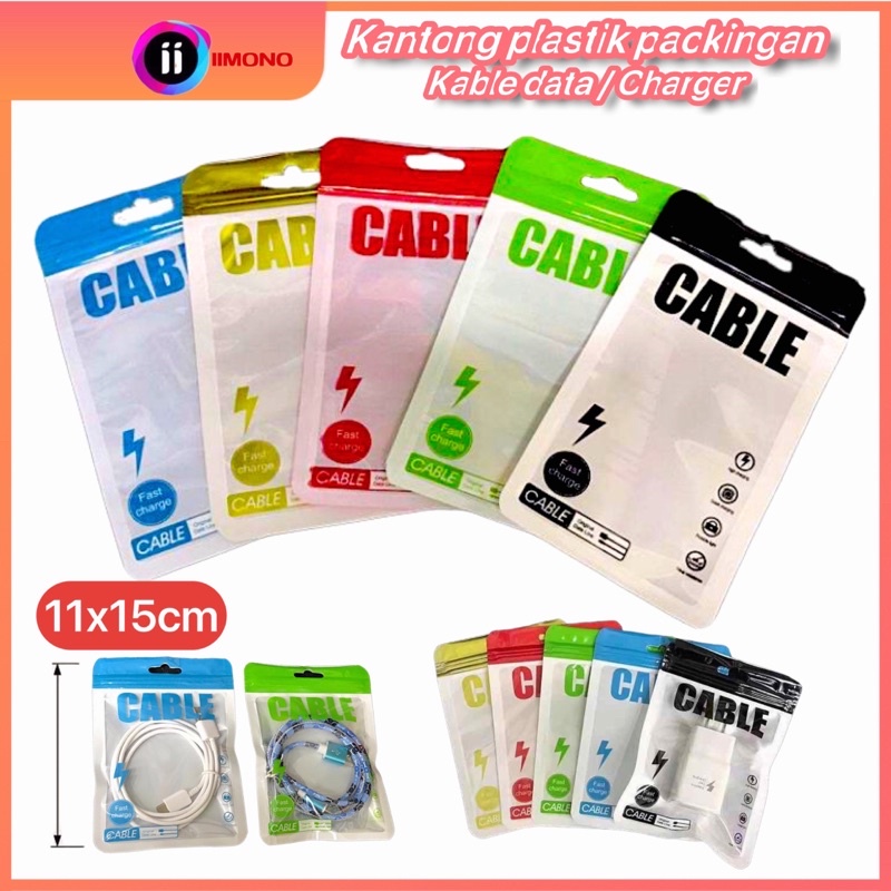 Kantong Plastik Packingan Kabel Data Charge HP 11x15cm macaron