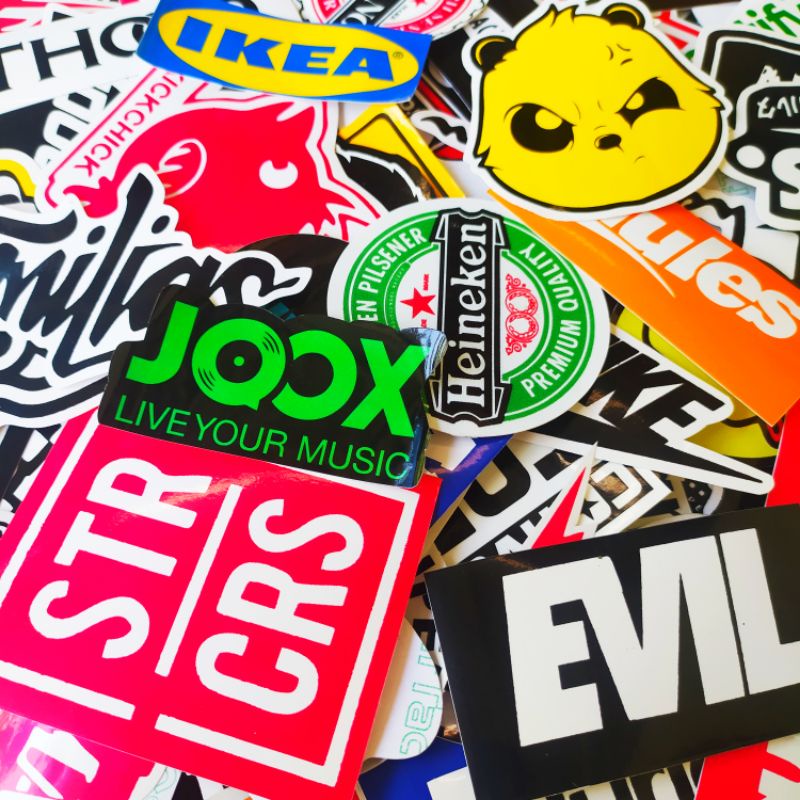 

Paket stiker brand random isi 30 picis Aesthetic Netflix YouTube distro stickers laptop helm Tumblr