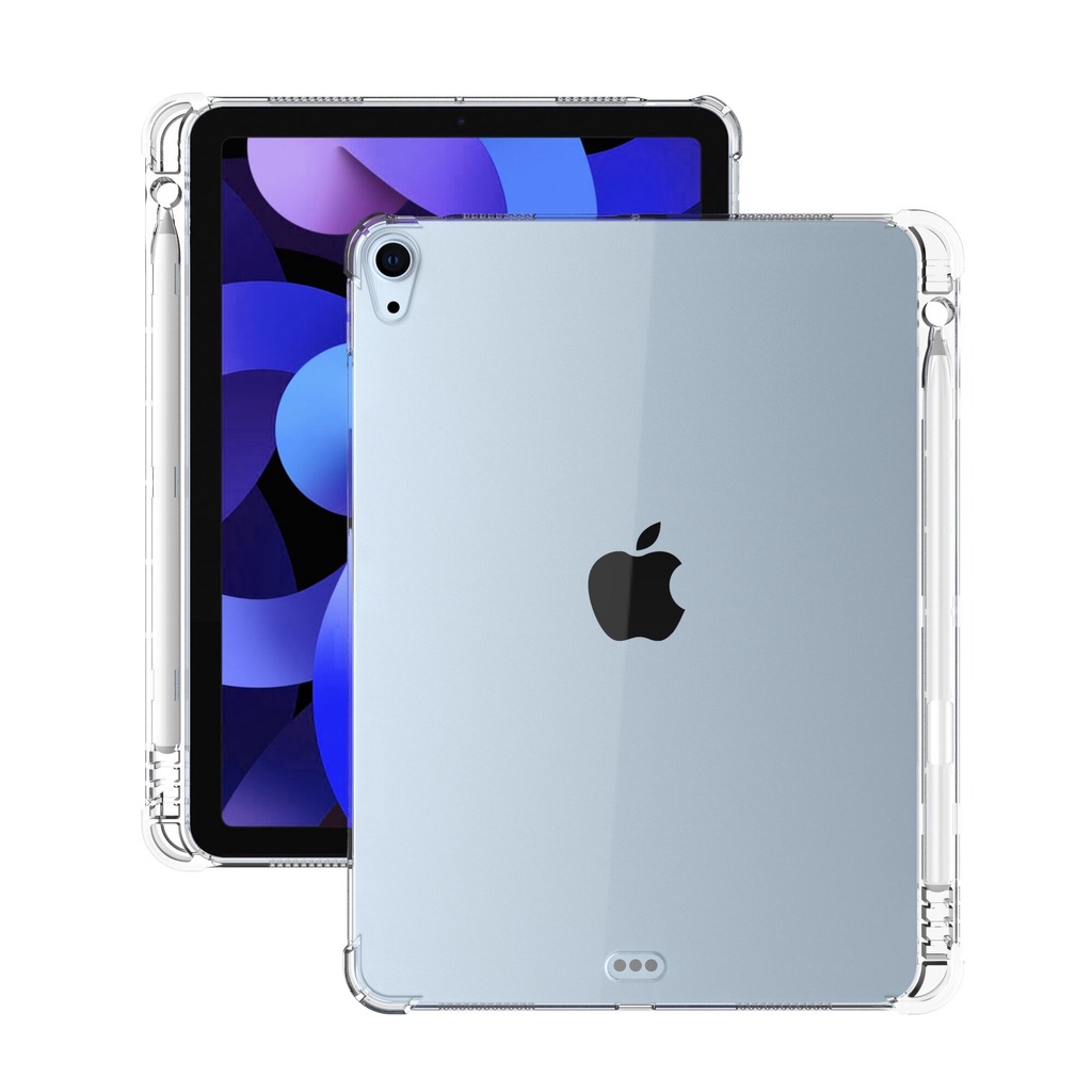 Ipad Air1/Air2/Pro 9.7 | Ipad 8/ 10.2 2019/2020 | Ipad Air 4 10.9 2020 | Ipad Pro 12.9 2022 Anti Crack + Tempat Stylus Case Casing  Bening Transparnt CaseSellerClear Anti Crack Case Stylus Slot