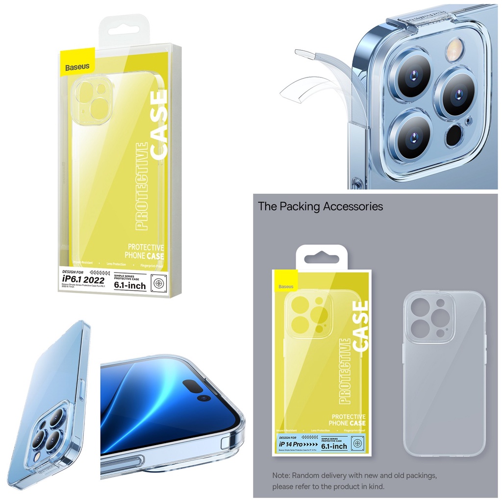 Casing iPhone 14/Plus/14 Pro/Max Baseus Soft Case dgn Pelindung Kamera