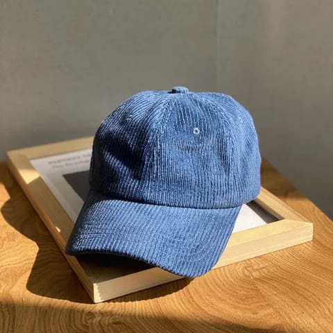 Corduroy Solid Color Korean Version Metal Button Baseball Cap Adjustable Keep Warm Autumm Unisex