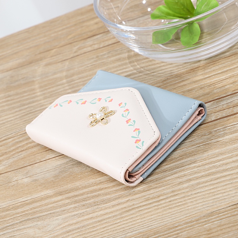 DOMPET LIPAT WANITA PREMIUM FASHION IMPORT MINI KULIT BIRU STRAYA WA607B2 KEKINIAN PENDEK BRANDED BATAM CEWEK KOREA MURAH KARTU KOIN KECIL REMAJA SIMPLE LUCU