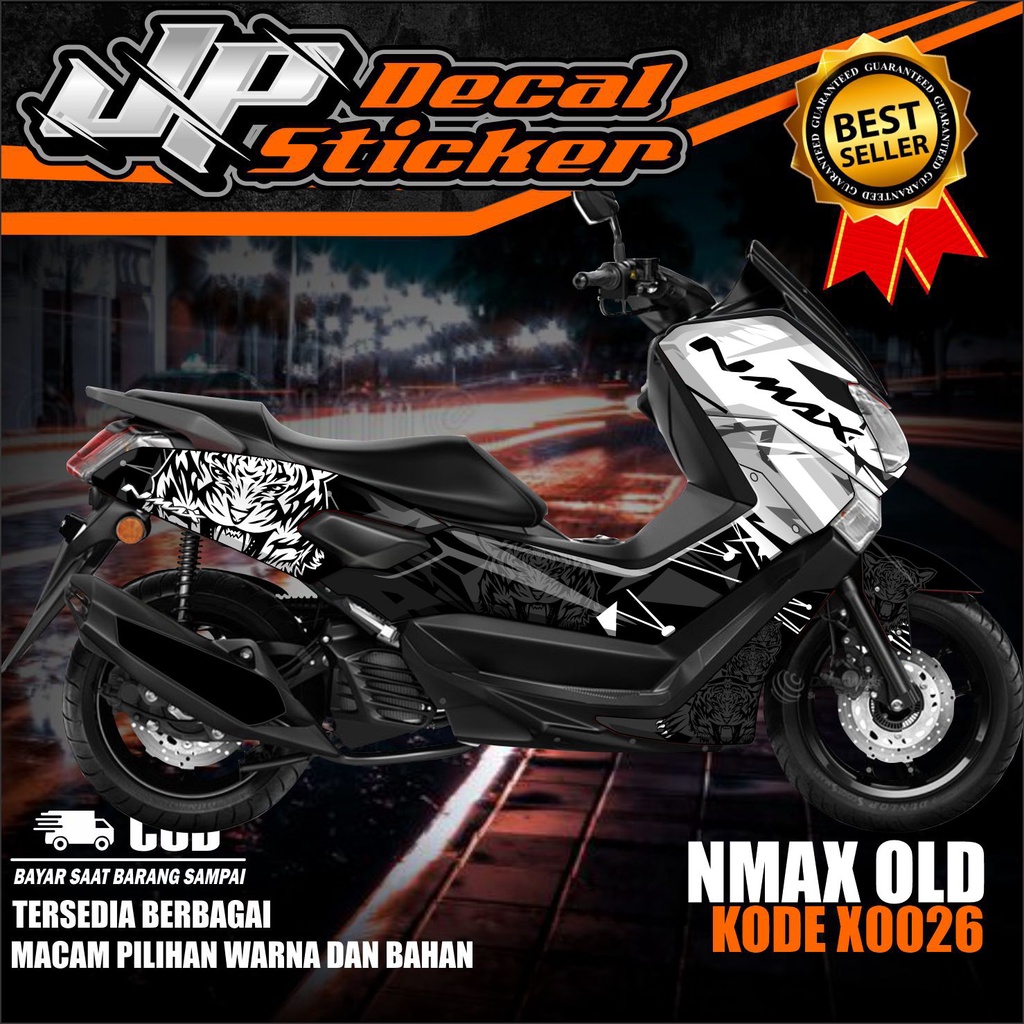 DECAL NMAX OLD VARIASI HITAM PUTIH KEREN ( BONUS LAMINASI )