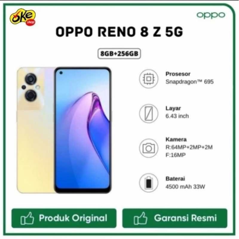 Handphone Oppo Reno 8 Z 5g (Second mulus itungan hari)