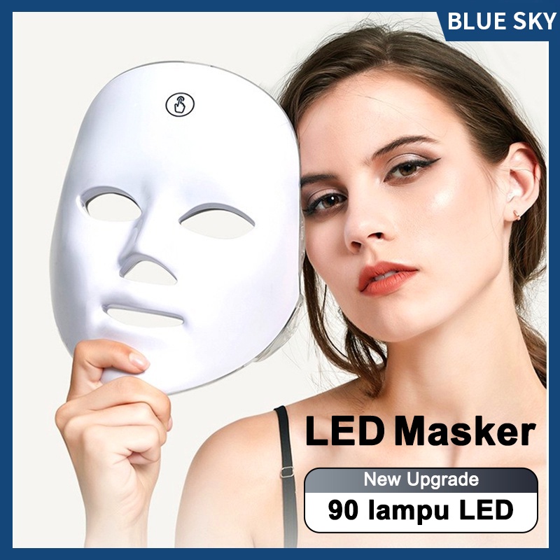 BLUE SKY Masker LED PDT Light 7 Warna Led Mask Photon Therapy Alat Perawatan Wajah Penggunaan Pengisian Daya 7 Colors Led Masker Wajah