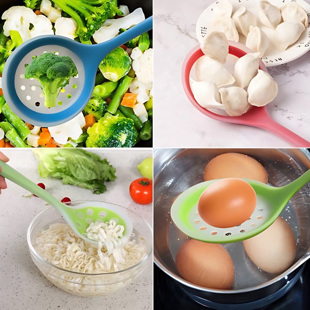 Centong masak silikon / Trainer Cooking Spoon Silicon Tahan Panas / Alat Masak Centong Lubang