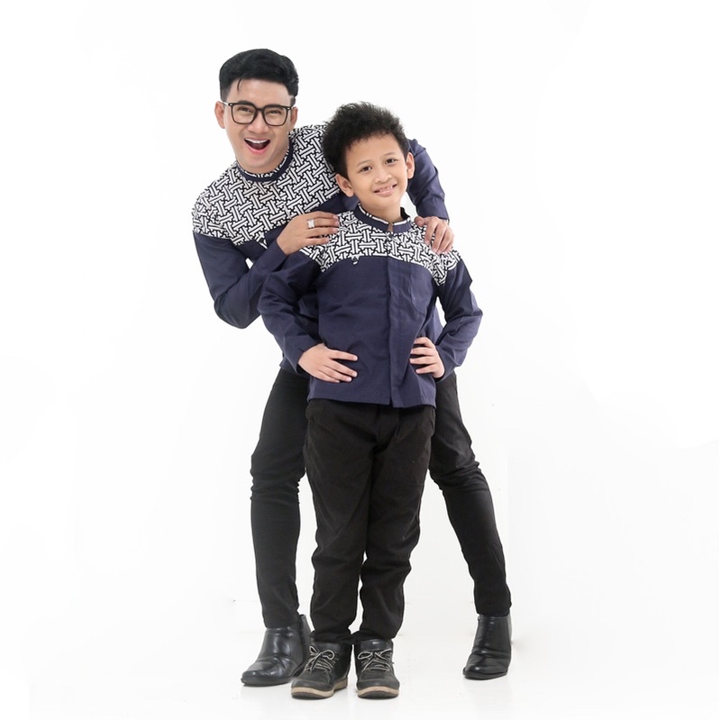 Baju Koko Kombinasi Batik Couple Ayah Dan anak