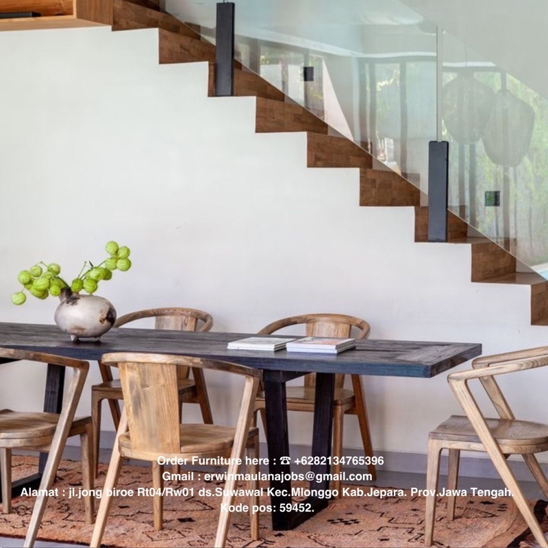kursi makan terbaru aesthetic kekinian terbaru material kayu jati solid berkualitas produk asli jepa