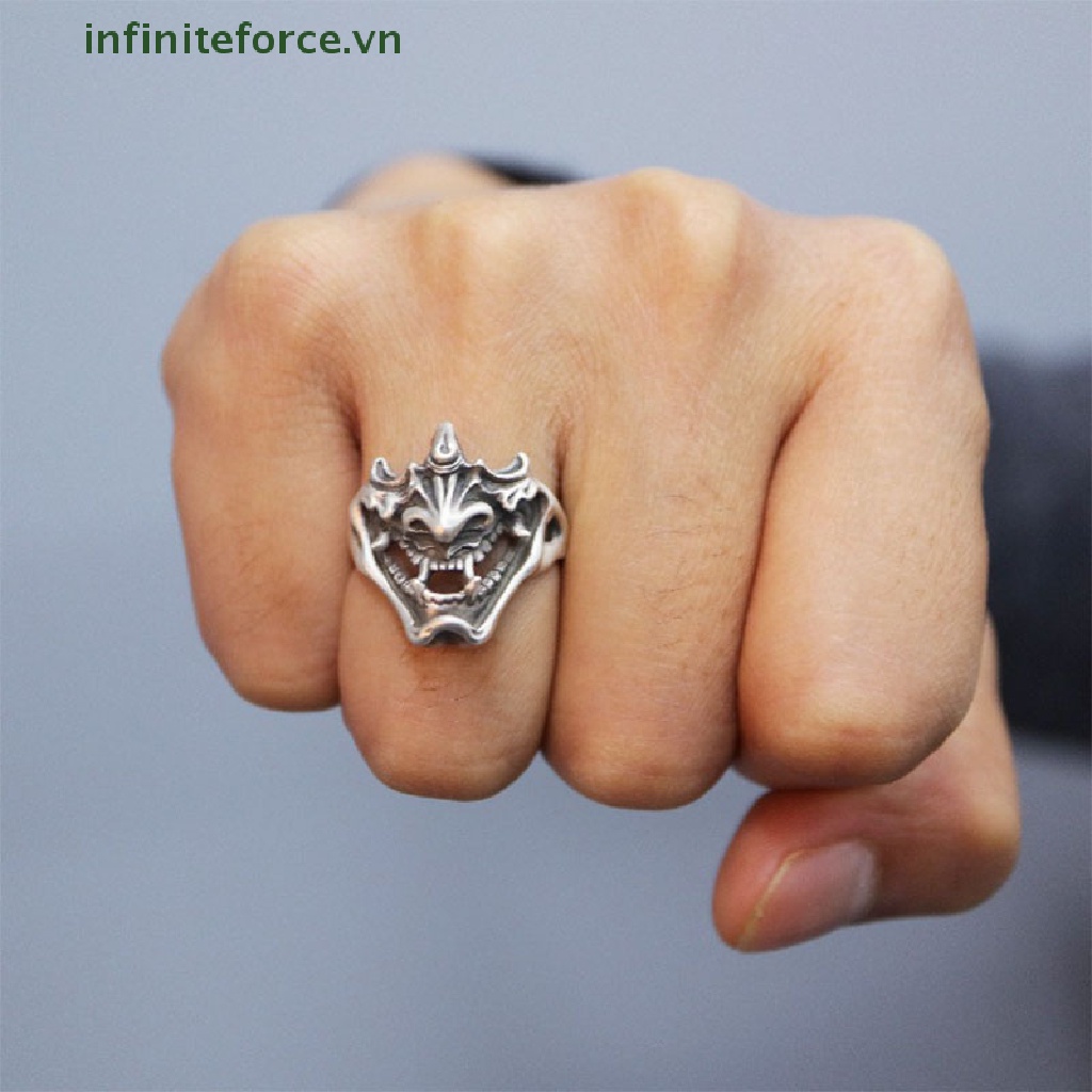 [INVN] Cincin Samurai Demon Kreatif Trendi Untuk Pria Perhiasan Cincin Terbuka Gaya Gothic Punk [VN]