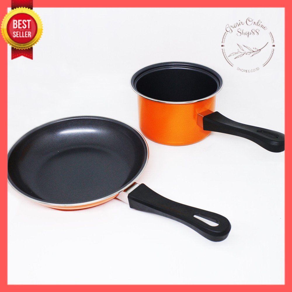 GOS - D308- Satu SET Panci dan Teflon Murah / Set Milk Pan 14cm + Fry Pan 20cm