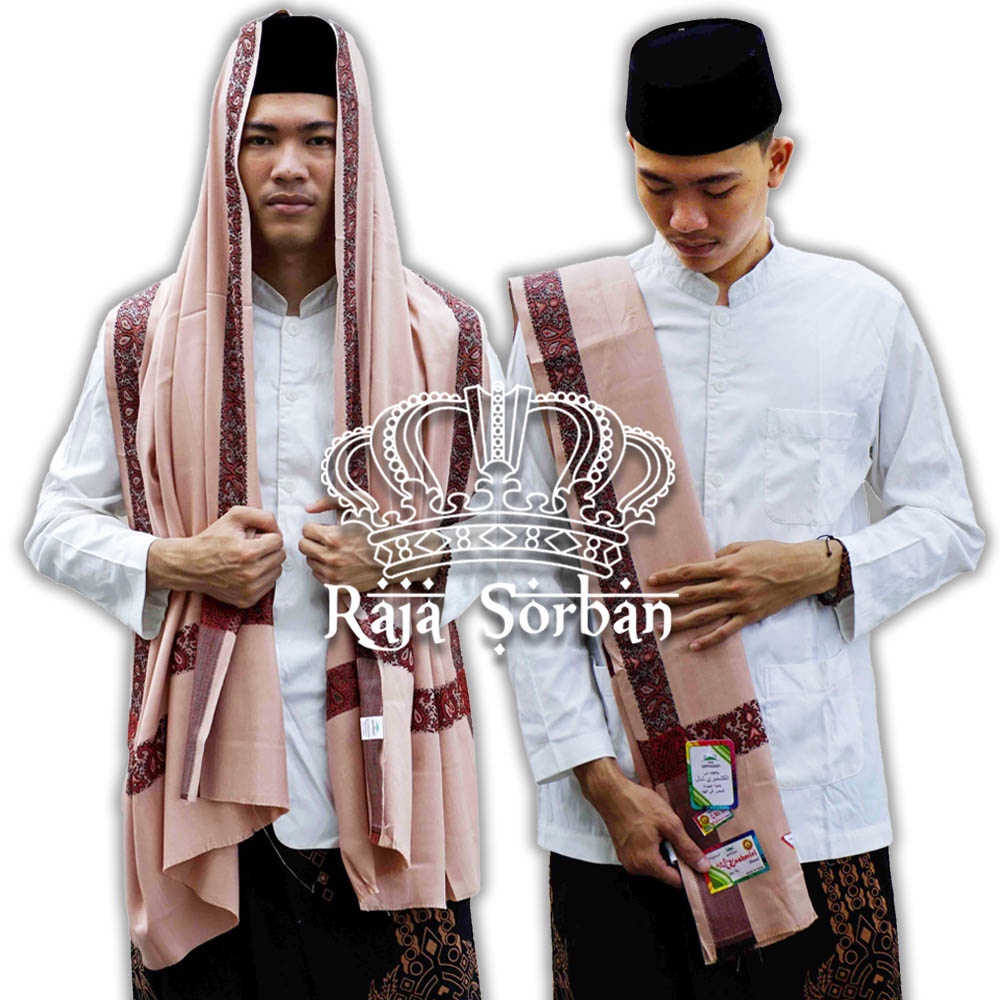 Sorban Kashmiri Made In India Coklat Susu - Sorban Haji - Sorban Panjang - Kashmiri Shawl - Sorban