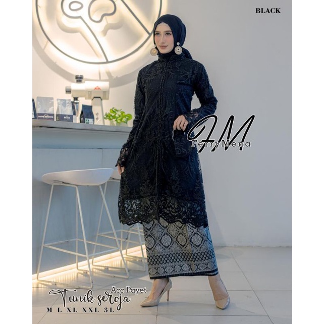 Permata Olshop / Kebaya Tunik Payet Seroja FM / Kebaya Busui / Kebaya Jumbo Modern / Kebaya Pesta Mewah / Kebaya Payet / Kebaya Tunik / Set Kebaya Rok Songket