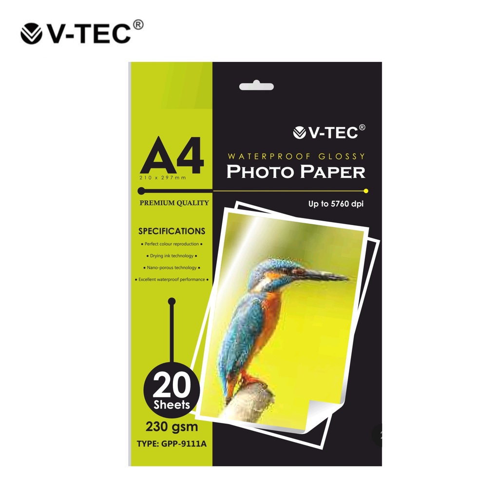 Jual Kertas Foto Vtec V Tec Photo Paper Glossy A4 230 Gsm 20 Sheets