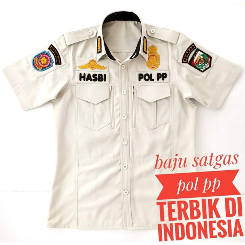 KEMEJA POL PP Cream LUSTER BAGUS PLUS ATRIBUT