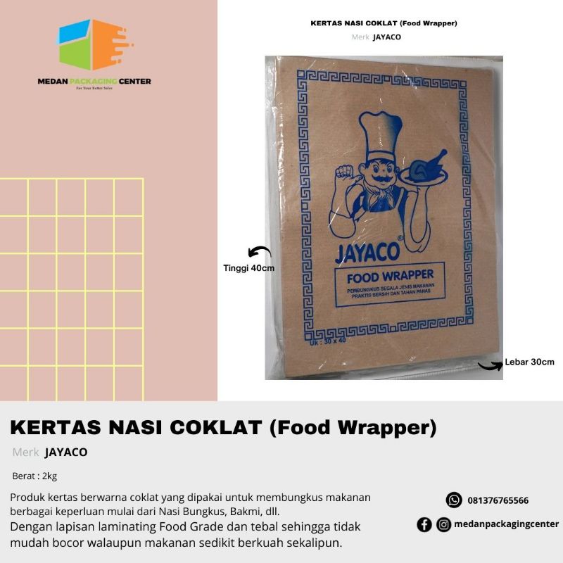 Kertas Pembungkus Nasi ukuran 30x40 warna coklat